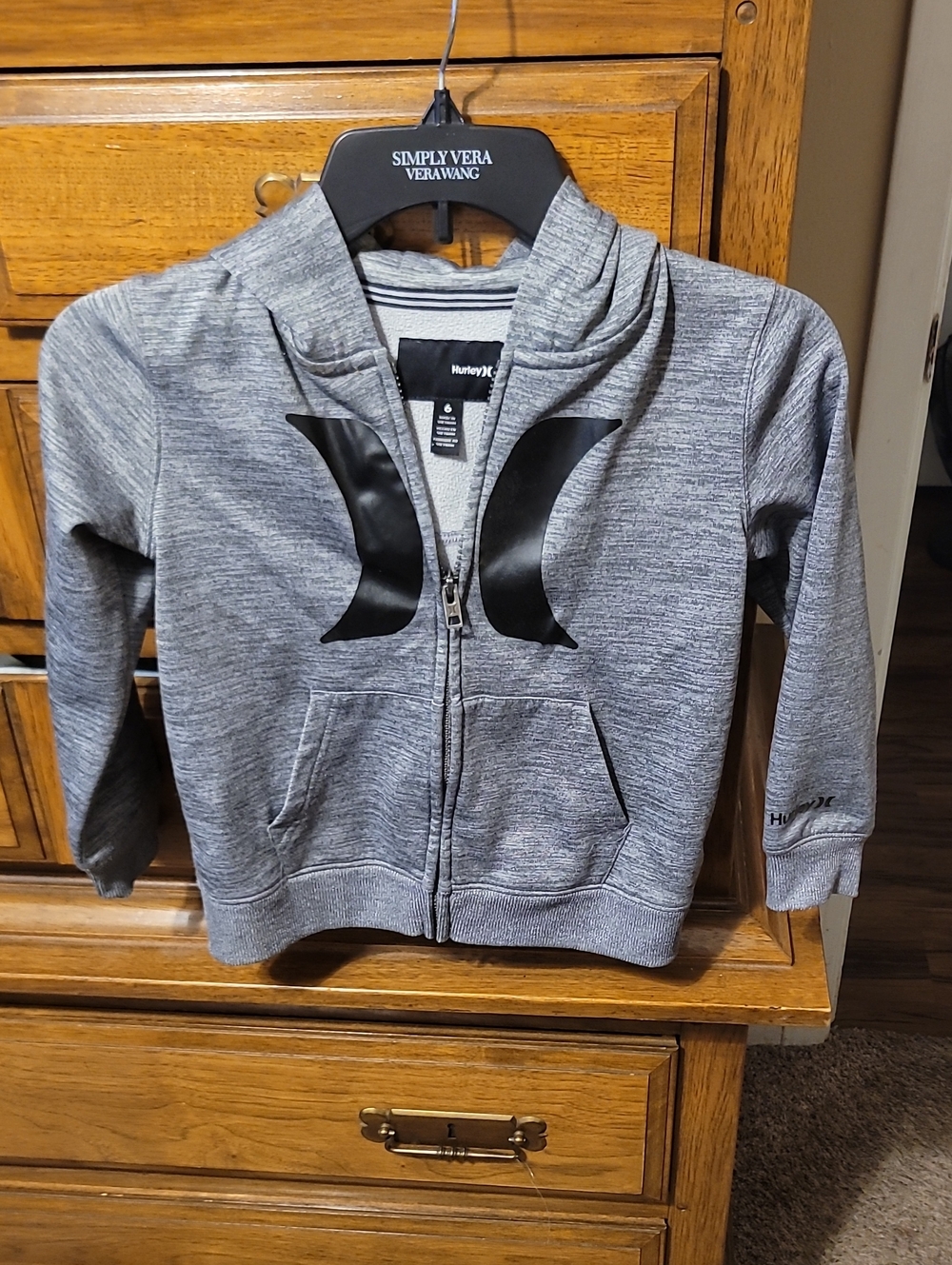 Hurley Gray Kids Zip Hoodie with Black Logo